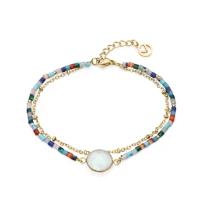 Pulsera Acero Doble Cadena y Piedra Viceroy