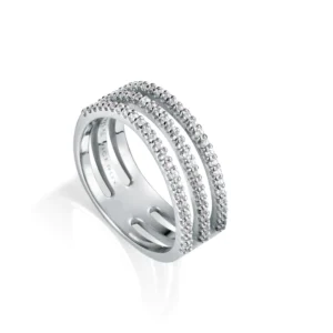 Anillo Plata RodiadaTriple con Circonitas Viceroy