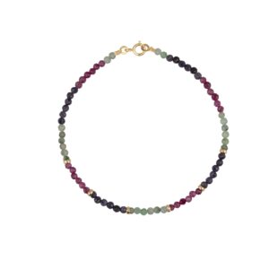 Pulsera Oro Bolas Finas de Colores