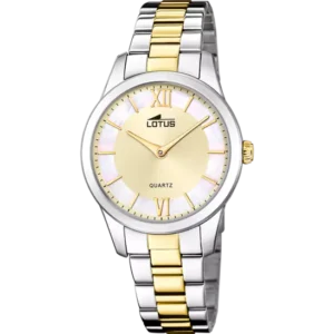 Reloj en Acero y Dorado con Esfera Beige
