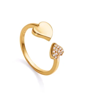Anillo Plata Baño Oro y Circonita forma Corazon Viceroy