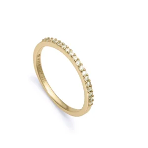 Anillo de Plata con Baño de Oro y Fila de Circonita