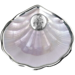 Concha Bautismo Nacar y Plata Laminada Virgen del Carmen.