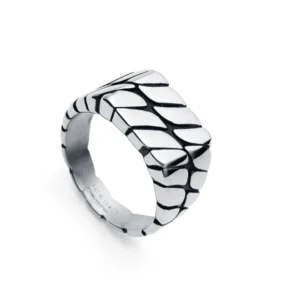 Anillo en Acero con Esmalte Negro Tipo Sello Hombre Viceroy