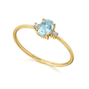 Anillo Oro Topacio Azul y Diamantes Lecarre