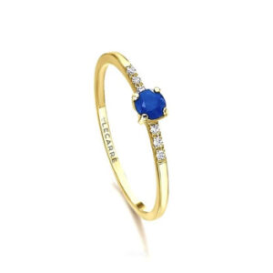 Anillo Oro con Zafiro y Diamantes Lecarre.
