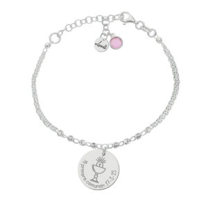 Pulsera Mi Historia en Plata para Comunion