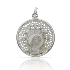 Medalla Plata de Ley y Circonita Virgen Niña 22mm