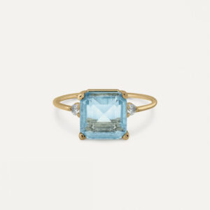 Anillo Garra Topacio Azul en Oro de 9K.
