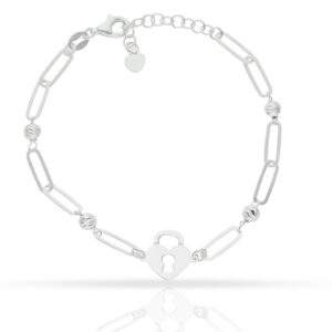 Pulsera con Bolas Candado y Eslabones en Plata.