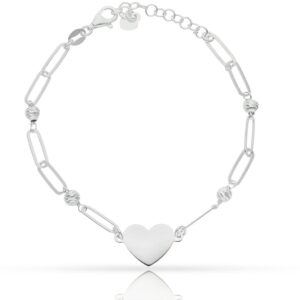 Pulsera Corazon mas Bolas en Plata.