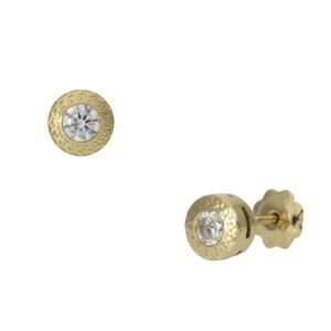 Pendiente Chaton Oro con Greca y Circonitas.