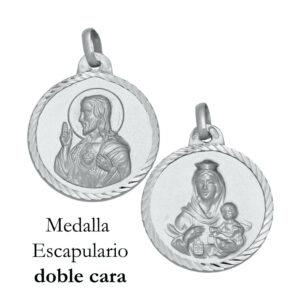 Medalla Escapulario con Borde Tallado en Plata.