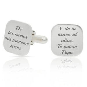 Gemelos Cuadrados Personalizados en Plata.