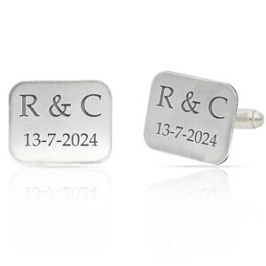 Gemelos Rectangulares Personalizados en Plata.