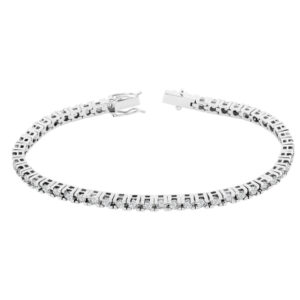 Pulsera Garras Cuadradas Oro Blanco y Diamantes Talla Brillante.