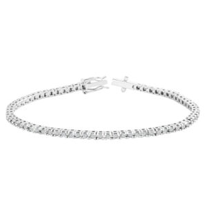Pulsera Garras Cuadradas Oro Blanco y Diamantes Talla Brillante.