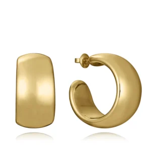 Pendiente Acero Dorado Aro Abierto con Volumen.