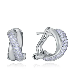 Pendientes Plata Baño de Rodio y Circonitas.