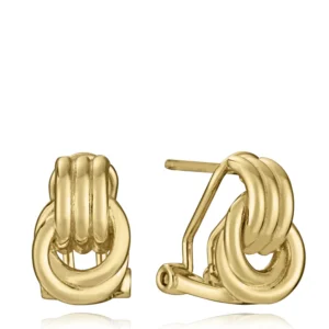 Pendiente Plata Baño Oro Aros Enlazados