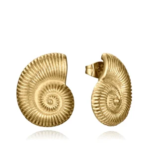 Pendiente Acero Dorado Forma Caracol de Mar.