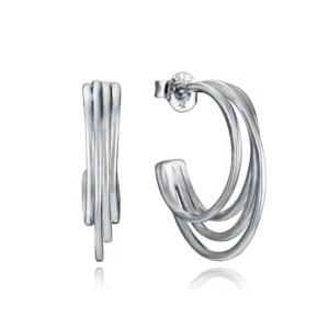 Pendientes Plata Baño Rodio Aros Abiertos