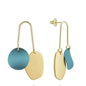Pendientes de Plata Dorados y Piedra Azul Viceroy