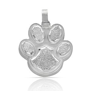 Guardacenizas en Plata con Forma  Huella de Perro.