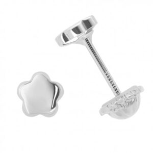 Pendiente de Oro Blanco Motivo Roseta Lisa de 4,5mm.