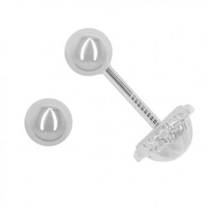 Pendientes Oro Blanco Bola Lisa de 4mm.