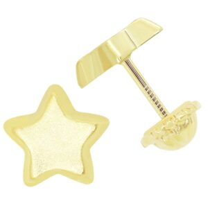 Pendiente de Oro Motivo Estrella Satinada de 7mm.