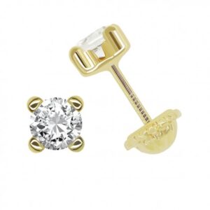 Pendientes Oro y Circonita 4mm.