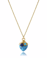 Collar de Plata con Baño de Oro y Colgante con Piedras.