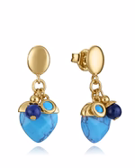 Pendientes Plata con Baño de Oro y Colgante con Piedras