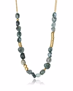 Collar de Acero Dorado y Piedras Naturales.