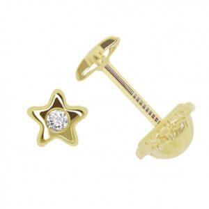 Pendiente Oro Estrella con Circonita