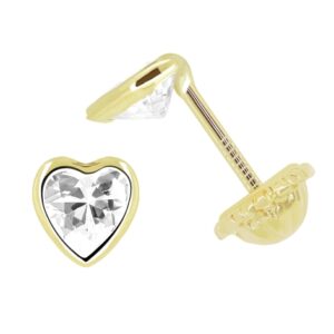 Pendiente Oro y Circonita  Corazon con Bocel