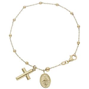 PULSERA ORO 18KL ROSARIO CRUZ + MILAGROSA