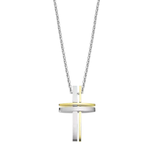 Collar Lotus Acero Cruz Hombre