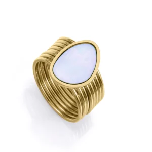 Anillo Viceroy Acero Dorado Multiple y Madre Perla.