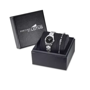 Juego de Reloj en Acero y Pulsera Lotus.