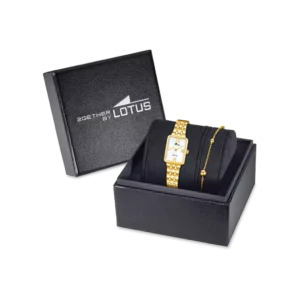 Juego de Reloj en Acero Dorado y Pulsera  Lotus