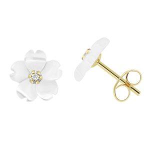 Pendiente Oro 18Kl y Nácar Flor