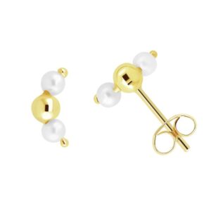 Pendiente Oro 18Kl Bola Lisa y Perlas