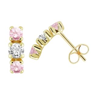 Pendientes Oro 18Kl Circonitas Bicolor Rosa Central