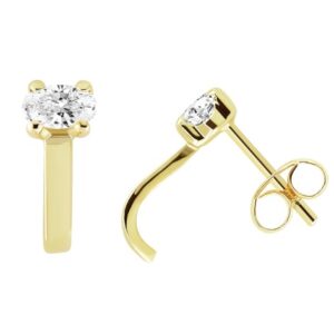 Pendiente Oro 18Kl Circonita Oval Banda Lisa