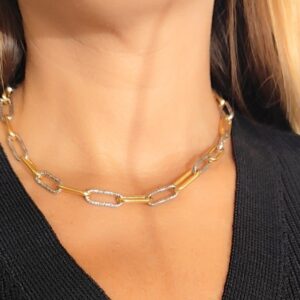 Collar eslabón plata bicolor