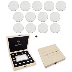 Arras Boda personalizadas en acero + Estuche en madera natural y bandeja en acero