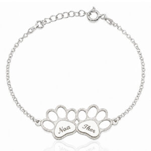 Pulsera en Plata de Ley 925mm con dos huellas mascota